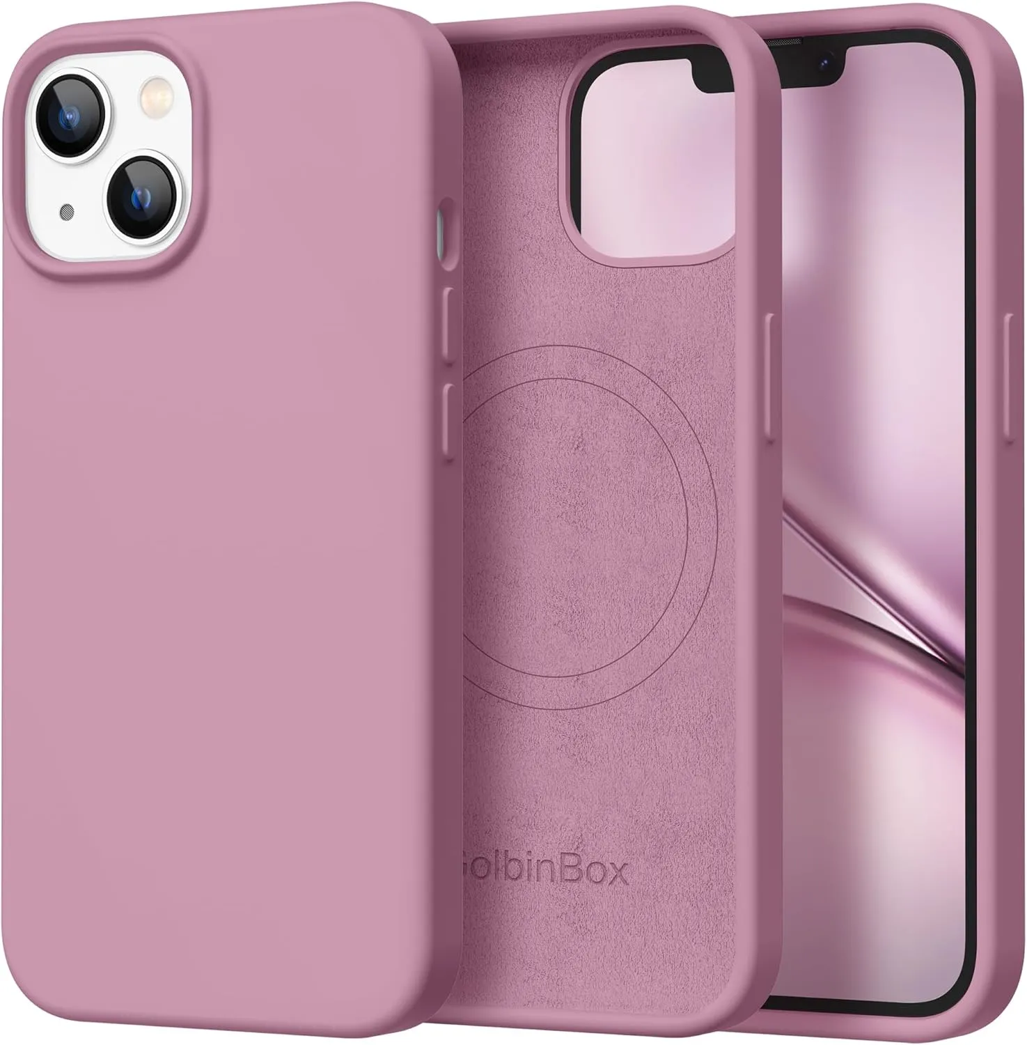 Magnetic for iPhone 13 Case & iPhone 14 Case, Compatible with MagSafe, [Soft Anti-Scratch Microfiber Lining], Slim Liquid Silicone Shockproof Protective Phone Case 6.1 inch, Blackcurrant