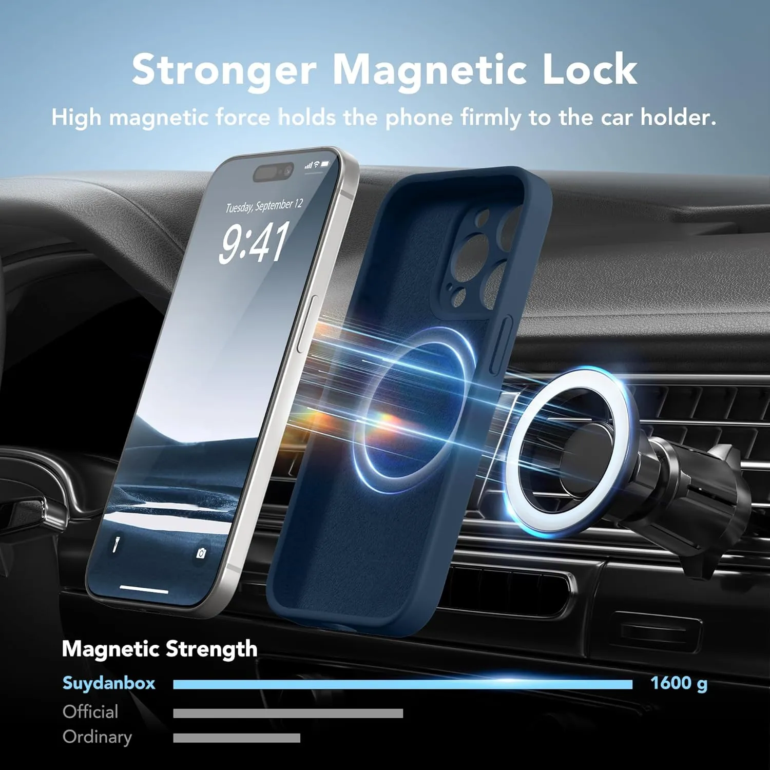 Magnetic for iPhone 15 Pro Case, Compatible with MagSafe, [Full Camera Protection][Screen Protector] Silicone Shockproof Protective Phone Case for iPhone 15 Pro 6.1", Cobalt Blue