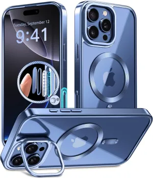 Magnetic for iPhone 16 Pro Case with Stand, [Compatible with MagSafe], [Camera Control Capture Button], [16FT Military-Grade Protection], Shockproof Slim Phone Case 6.3 Inch, Blue