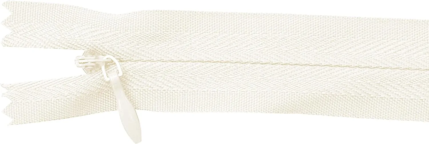 Mandala Crafts Off White Hidden Zippers - Off White Invisible Zippers 7 Inches Zippers - 100 Zippers for Sewing Crafts - #3 Sewing Zippers Bulk Off White Zipper Supplies