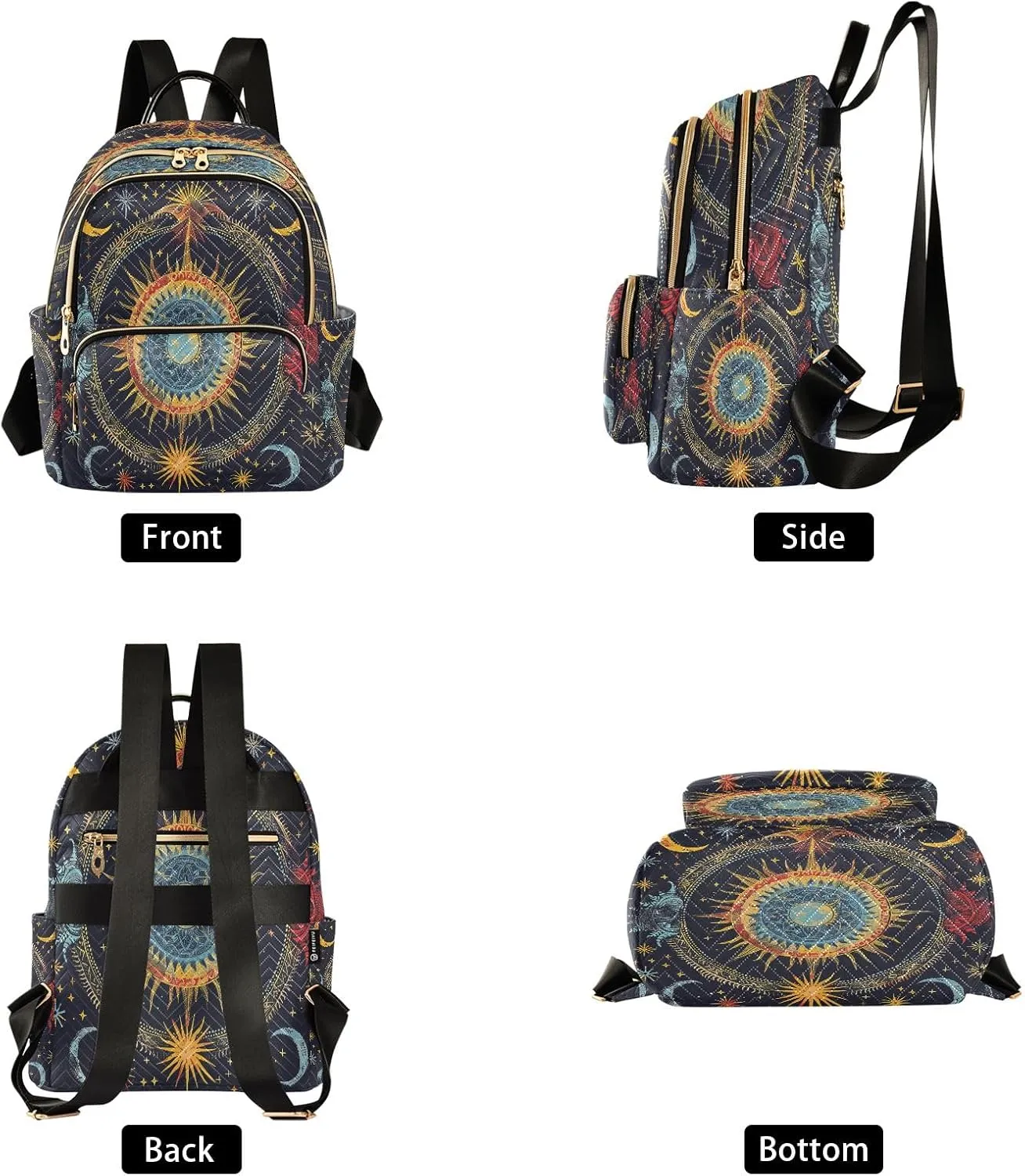 Mandala Ethnicmoon Stars Alchemy Backpack Purse Ladies Rucksack Travel Shoulder Bag Casual Daily Backpack
