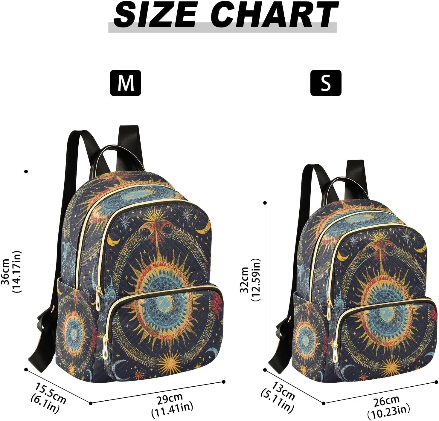 Mandala Ethnicmoon Stars Alchemy Backpack Purse Ladies Rucksack Travel Shoulder Bag Casual Daily Backpack