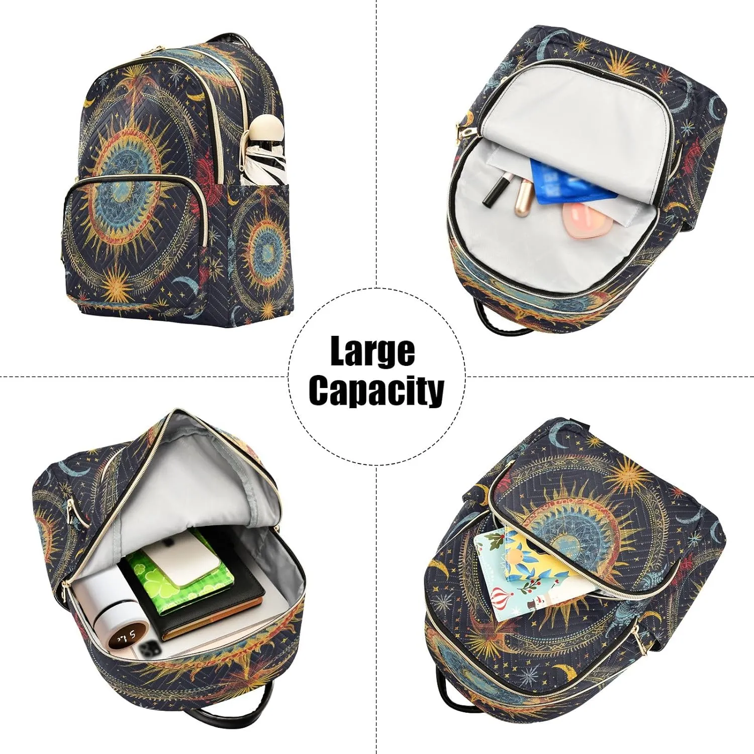 Mandala Ethnicmoon Stars Alchemy Backpack Purse Ladies Rucksack Travel Shoulder Bag Casual Daily Backpack