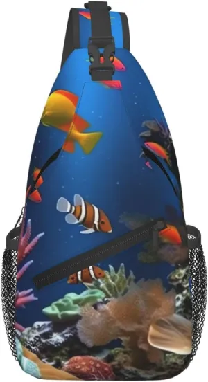 Marine life Crossbody Bags for Men Women Fashion Sling Backpack Casual Chest Bag Travel Hiking Daypack
