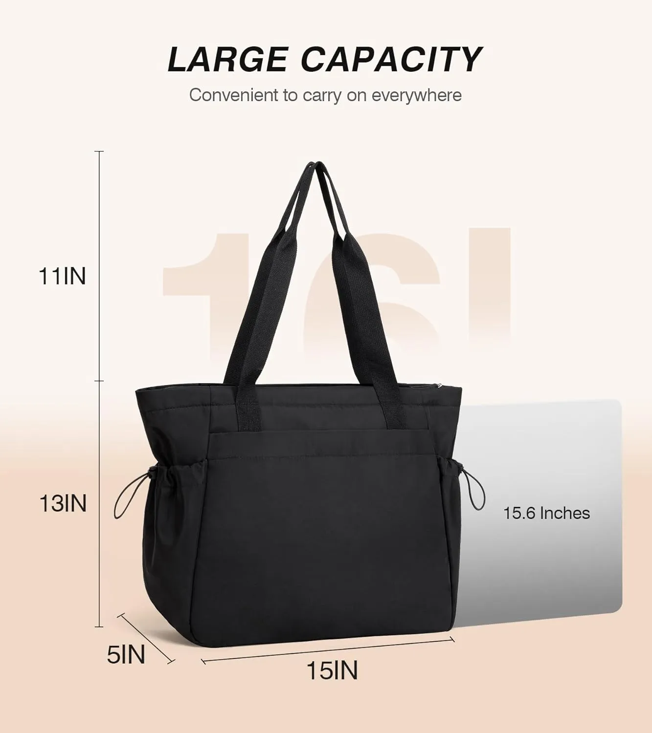 Marvolia Large Tote Bag for Women - Lightweight Travel Tote Handbags Work Tote Bags with Zipper for Gym Travel Work