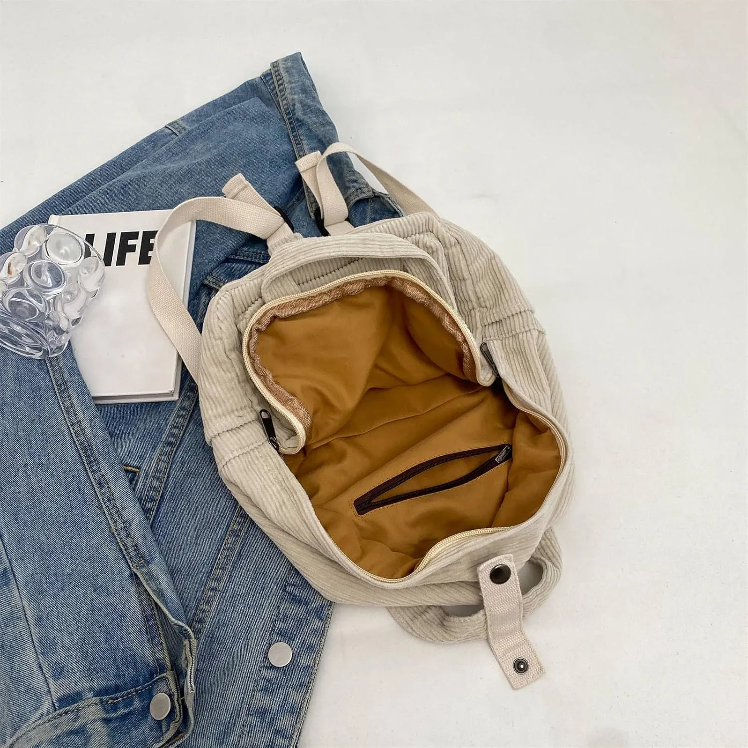 MaxxCloud Vintage Denim Laptop Backpack Casual Canvas Daypack Handbag Purse Lightweight Rucksack Shoulder Bag