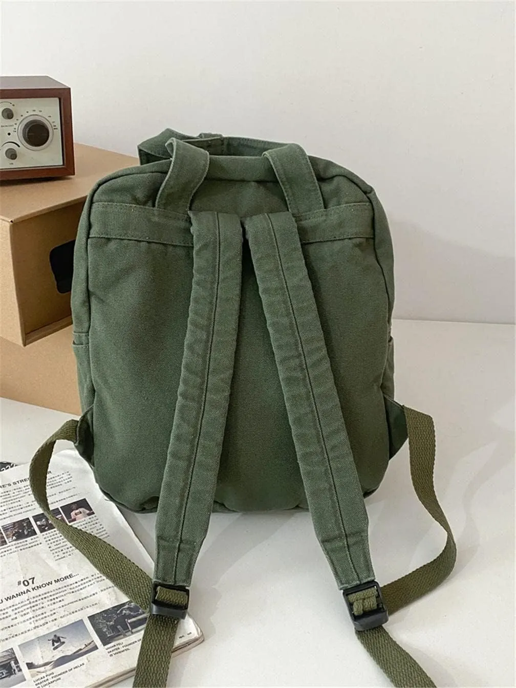MaxxCloud Vintage Denim Laptop Backpack Casual Canvas Daypack Handbag Purse Lightweight Rucksack Shoulder Bag