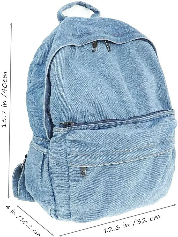 MaxxCloud Vintage Denim Laptop Backpack Casual Canvas Daypack Handbag Purse Lightweight Rucksack Shoulder Bag