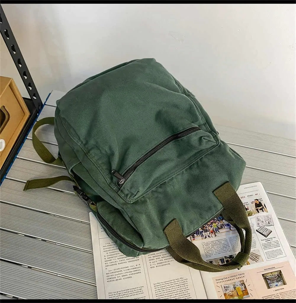 MaxxCloud Vintage Denim Laptop Backpack Casual Canvas Daypack Handbag Purse Lightweight Rucksack Shoulder Bag
