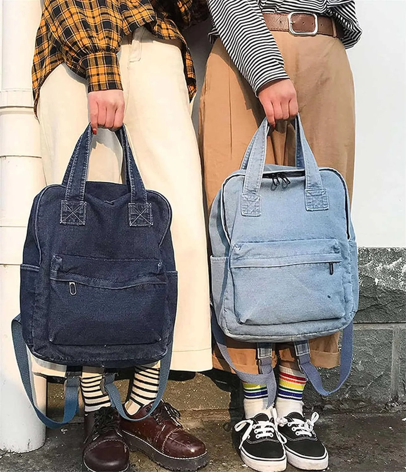 MaxxCloud Vintage Denim Laptop Backpack Casual Canvas Daypack Handbag Purse Lightweight Rucksack Shoulder Bag
