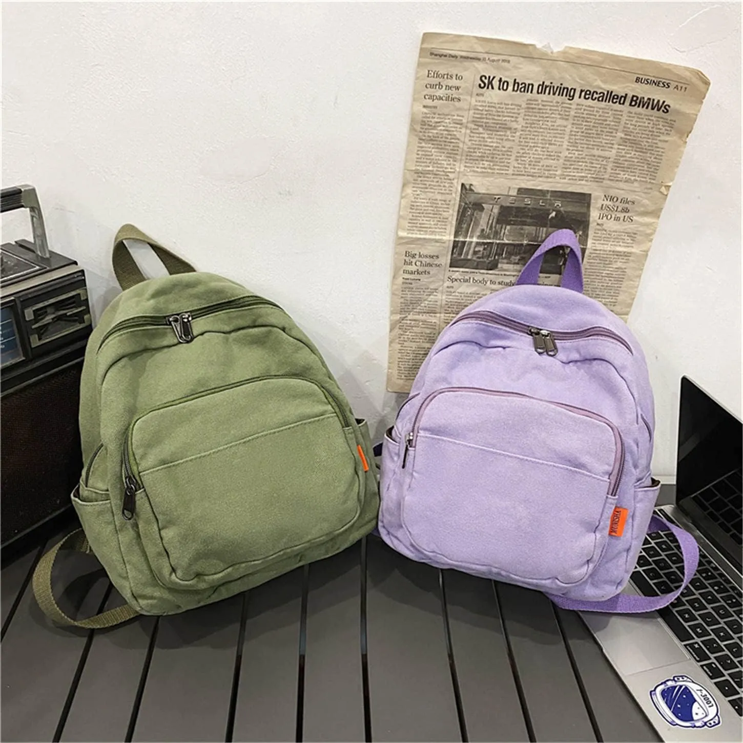 MaxxCloud Vintage Denim Laptop Backpack Casual Canvas Daypack Handbag Purse Lightweight Rucksack Shoulder Bag