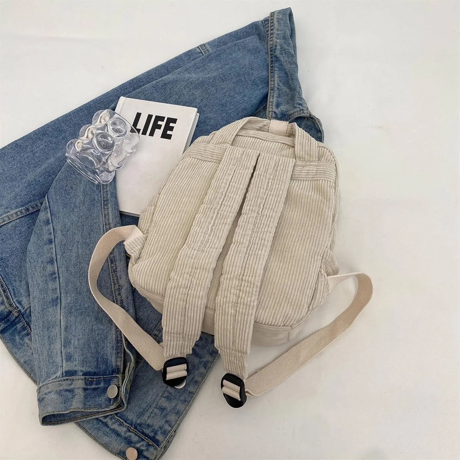 MaxxCloud Vintage Denim Laptop Backpack Casual Canvas Daypack Handbag Purse Lightweight Rucksack Shoulder Bag