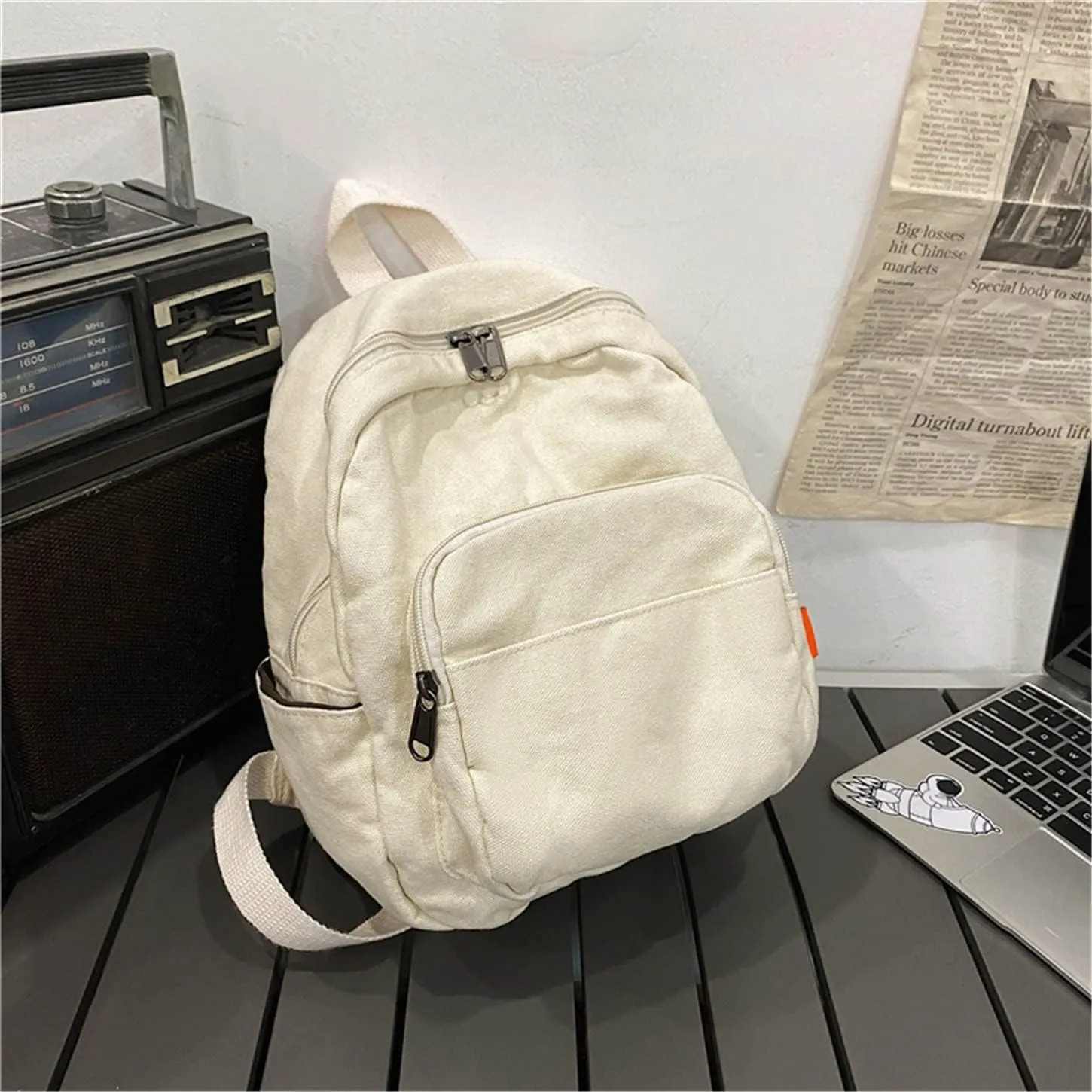 MaxxCloud Vintage Denim Laptop Backpack Casual Canvas Daypack Handbag Purse Lightweight Rucksack Shoulder Bag