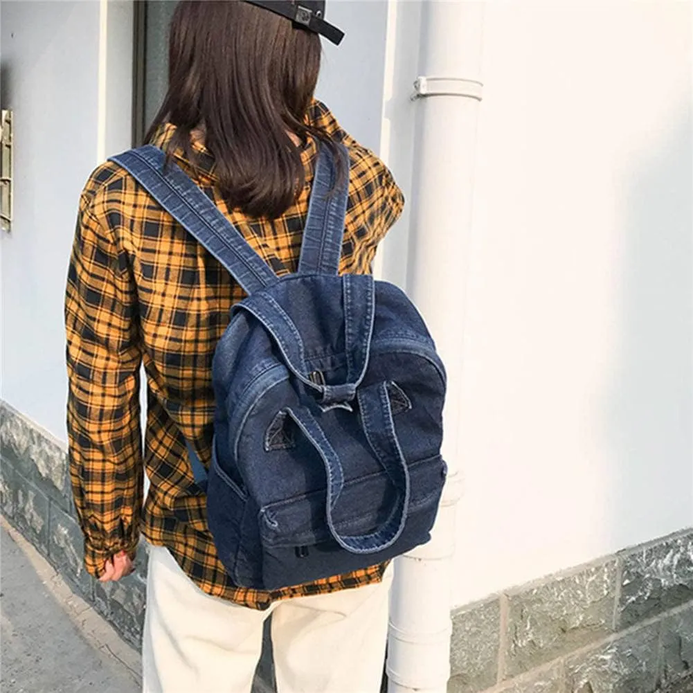 MaxxCloud Vintage Denim Laptop Backpack Casual Canvas Daypack Handbag Purse Lightweight Rucksack Shoulder Bag
