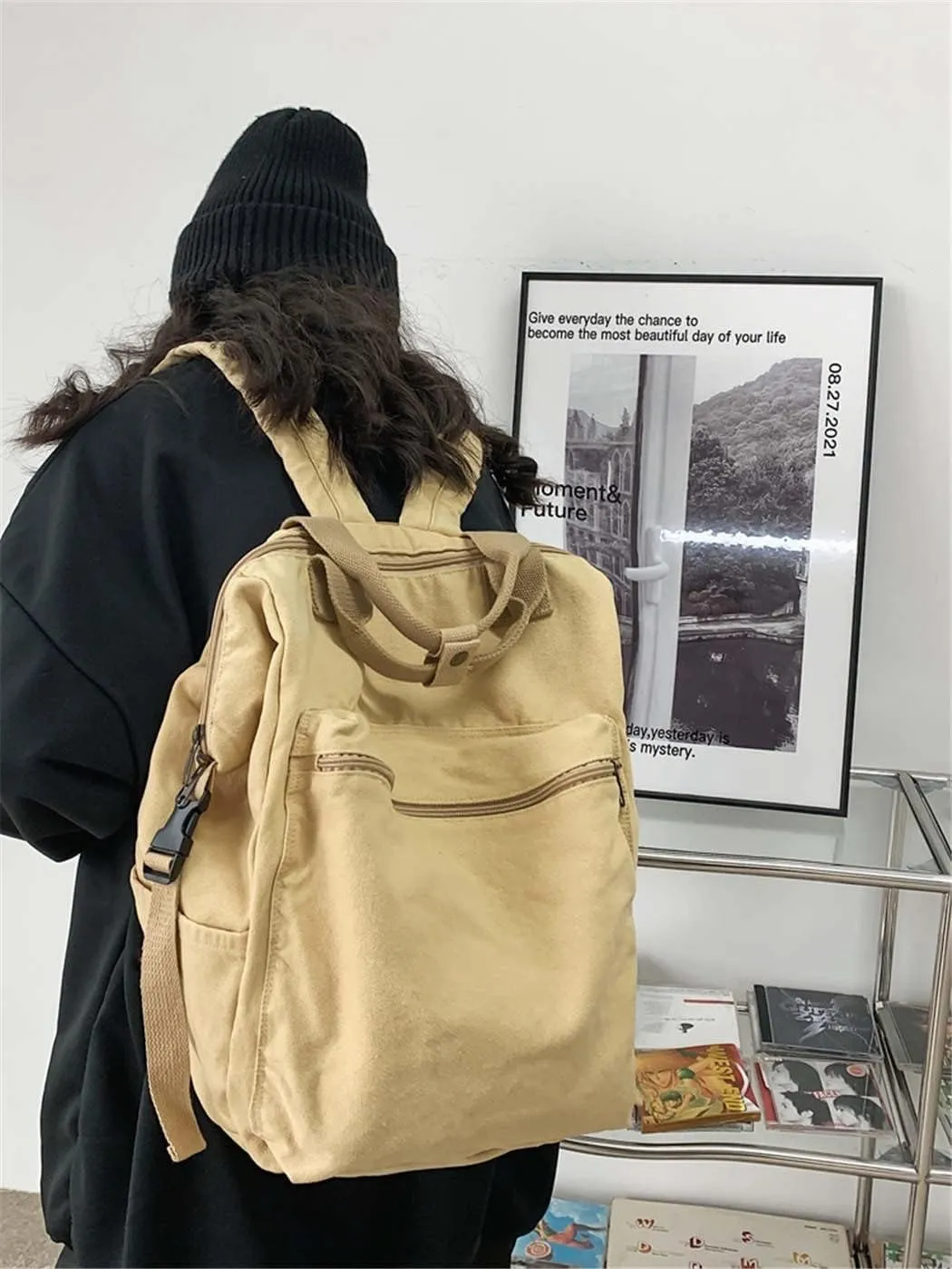 MaxxCloud Vintage Denim Laptop Backpack Casual Canvas Daypack Handbag Purse Lightweight Rucksack Shoulder Bag