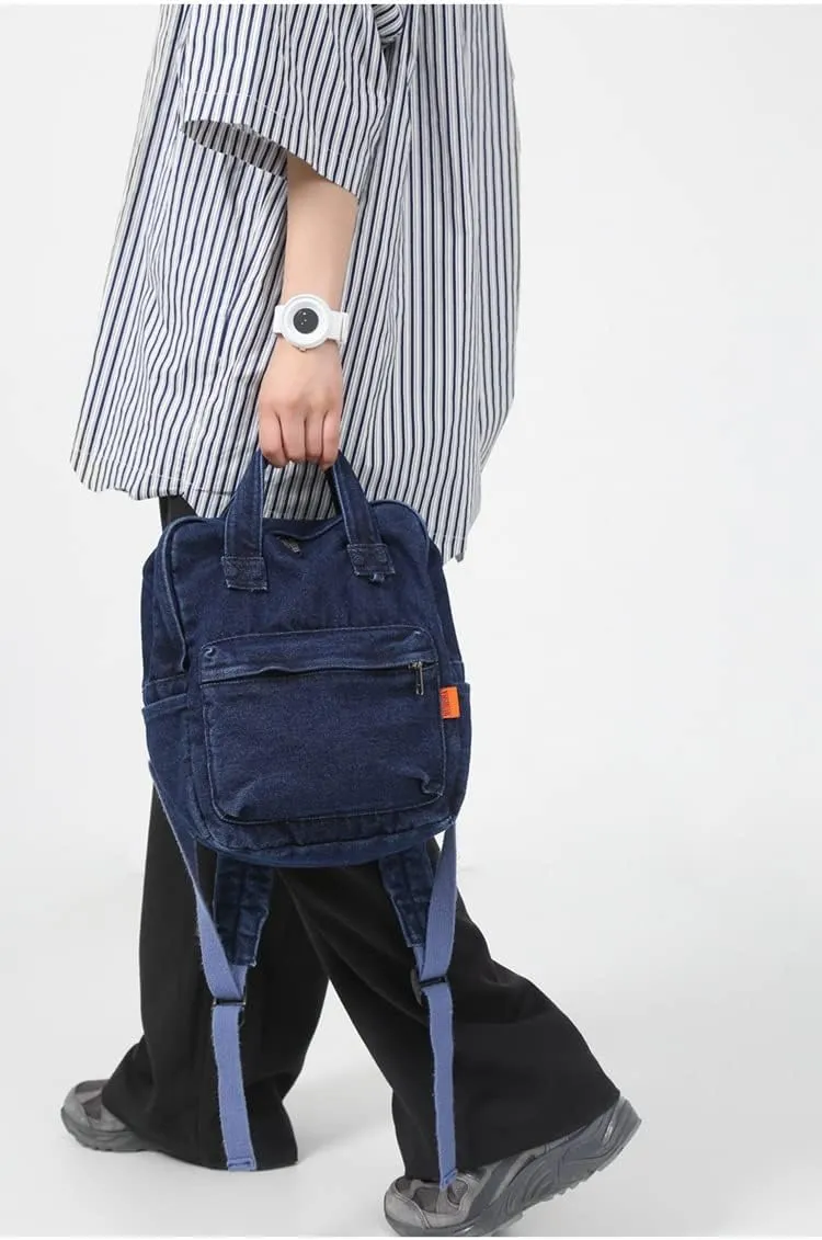 MaxxCloud Vintage Denim Laptop Backpack Casual Canvas Daypack Handbag Purse Lightweight Rucksack Shoulder Bag