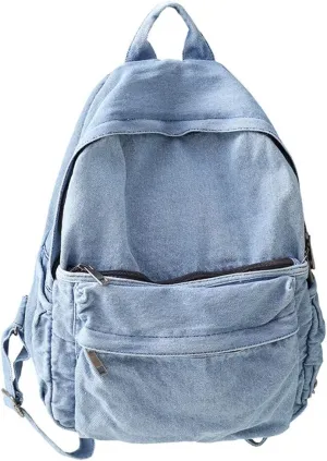 MaxxCloud Vintage Denim Laptop Backpack Casual Canvas Daypack Handbag Purse Lightweight Rucksack Shoulder Bag