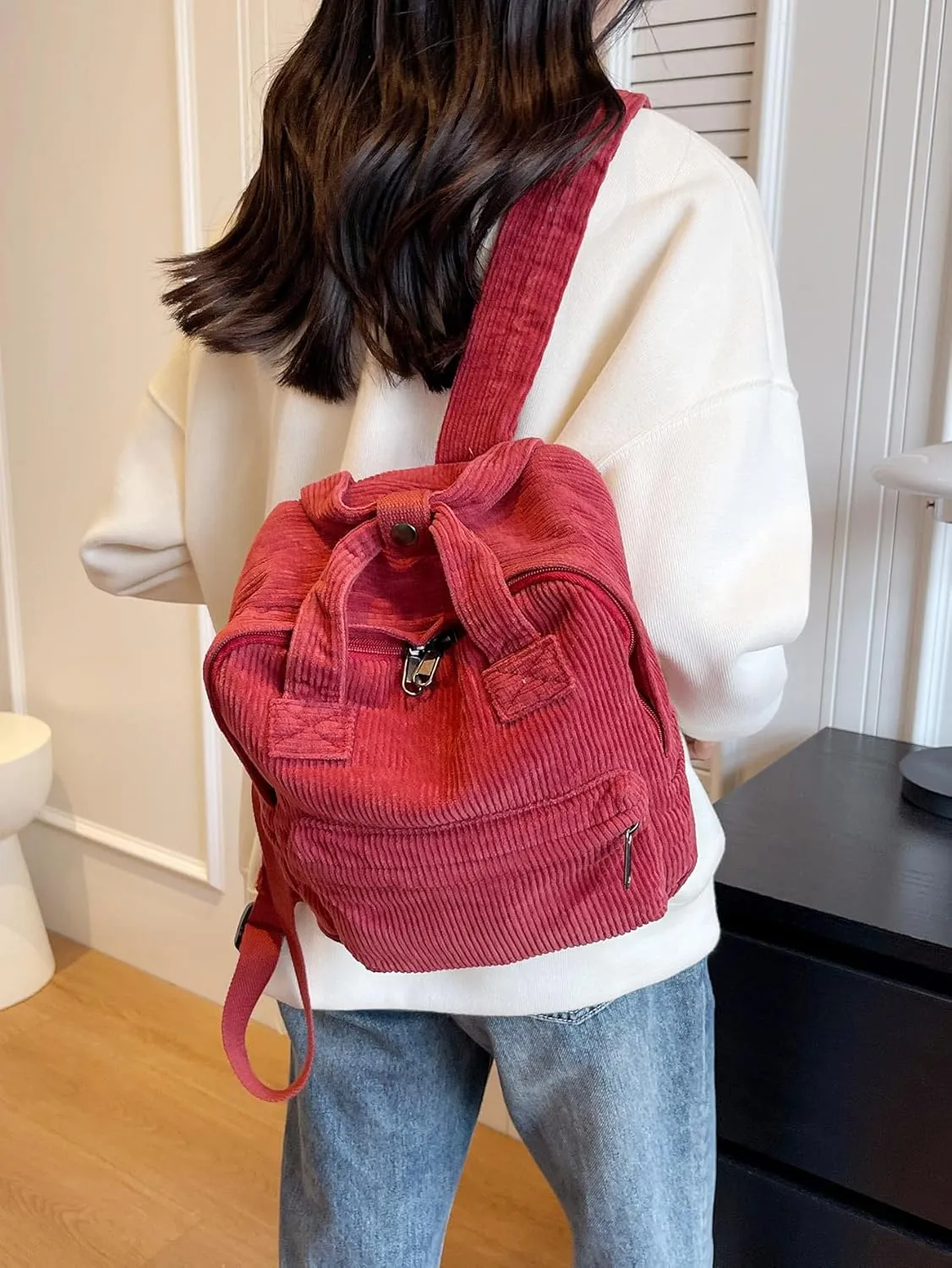 MaxxCloud Vintage Denim Laptop Backpack Casual Canvas Daypack Handbag Purse Lightweight Rucksack Shoulder Bag