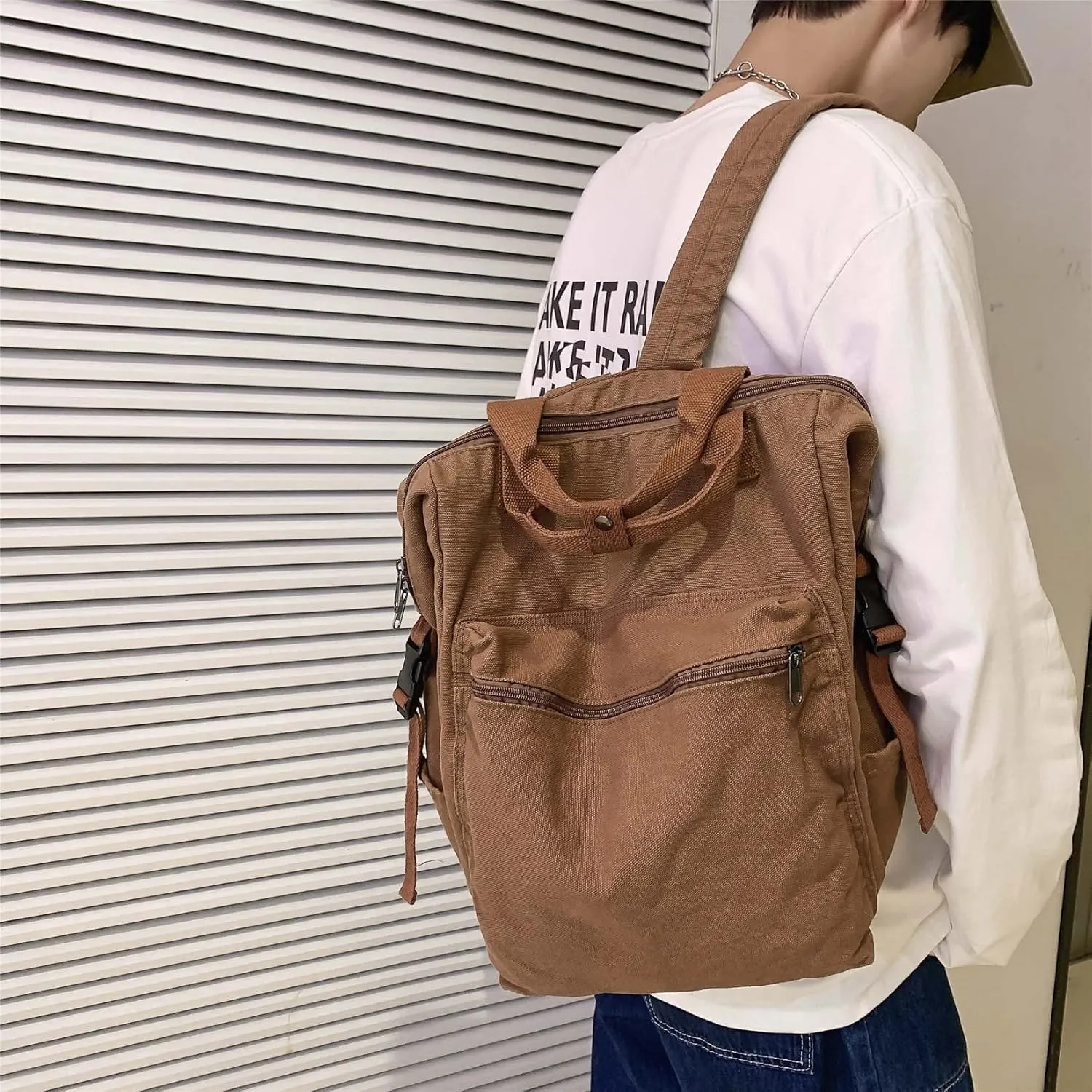 MaxxCloud Vintage Denim Laptop Backpack Casual Canvas Daypack Handbag Purse Lightweight Rucksack Shoulder Bag