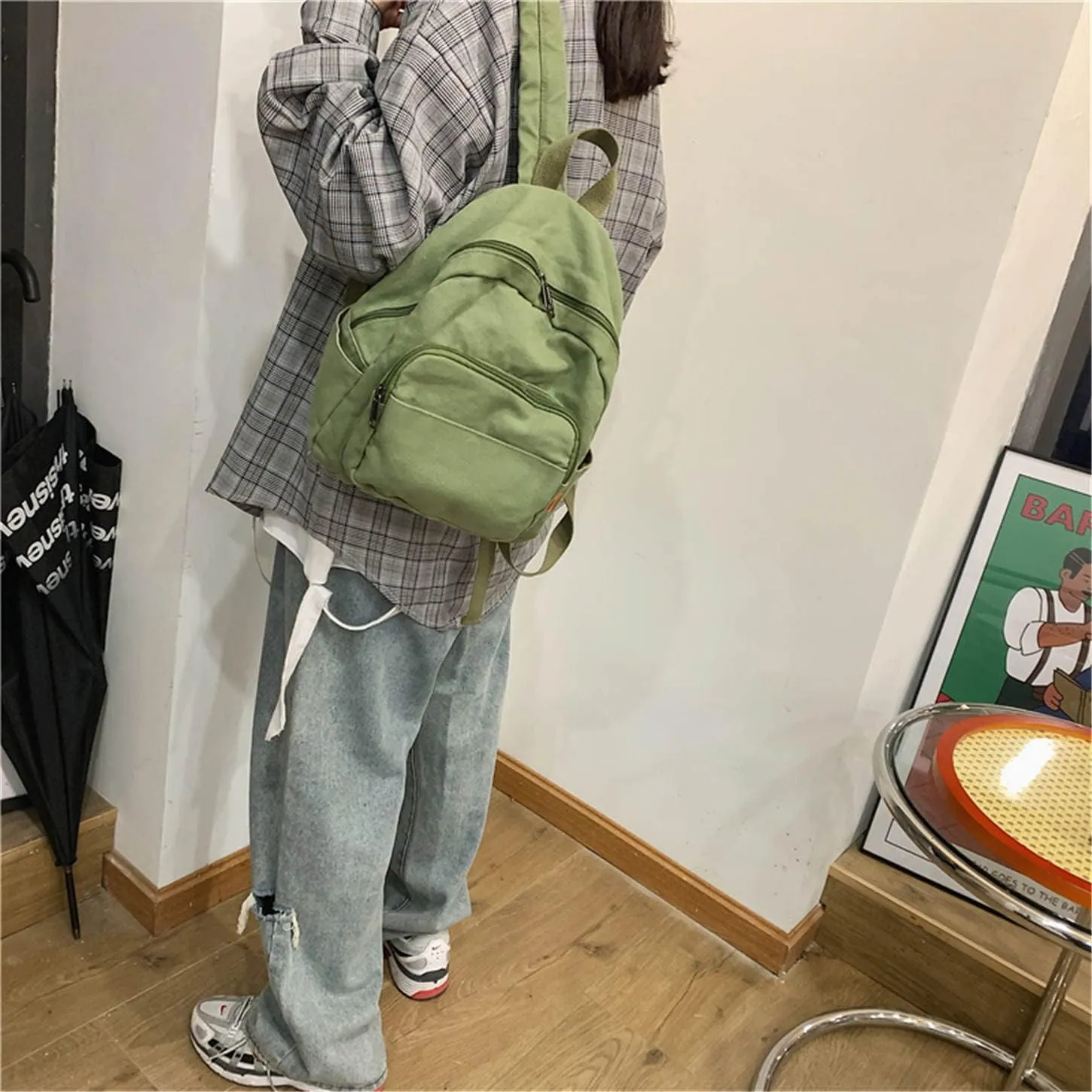 MaxxCloud Vintage Denim Laptop Backpack Casual Canvas Daypack Handbag Purse Lightweight Rucksack Shoulder Bag