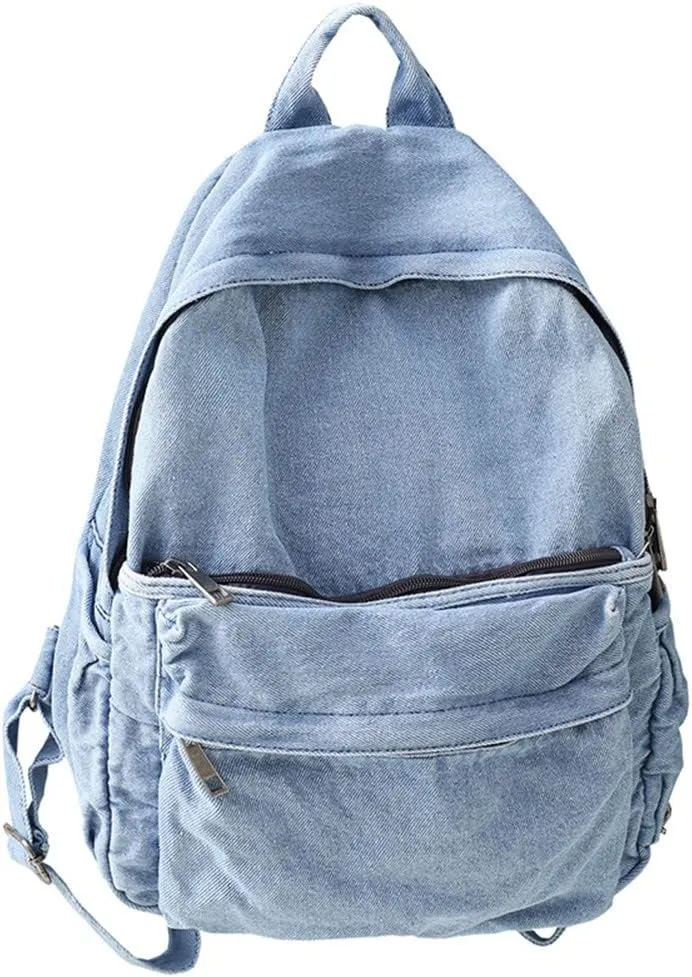 MaxxCloud Vintage Denim Laptop Backpack Casual Canvas Daypack Handbag Purse Lightweight Rucksack Shoulder Bag