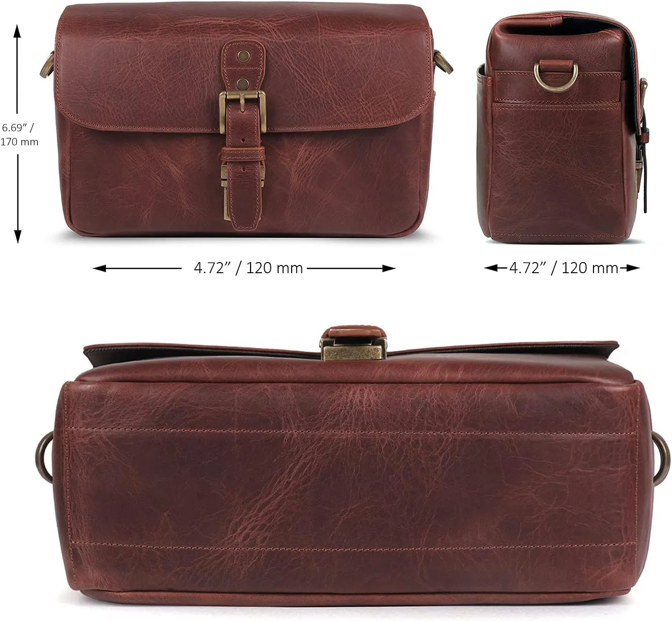 MegaGear Torres Genuine Leather Camera Messenger Bag for Mirrorless, Instant and DSLR Cameras