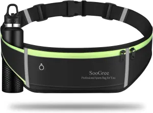 Men Women Running Belt Fanny Pack,Reflective Workout Sport Waist Pack Bag,Running Phone Holder Belt with Water Bottle Holder, Ideal for Running,Walking,Cycling,Gym Workouts (GSP1189-Black)