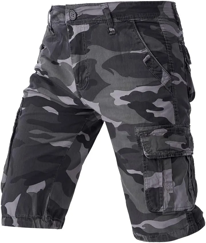 Men's Camouflage Military Cargo Shorts - Summer Regular-Fit Tactical Shorts with Multi-Pockets