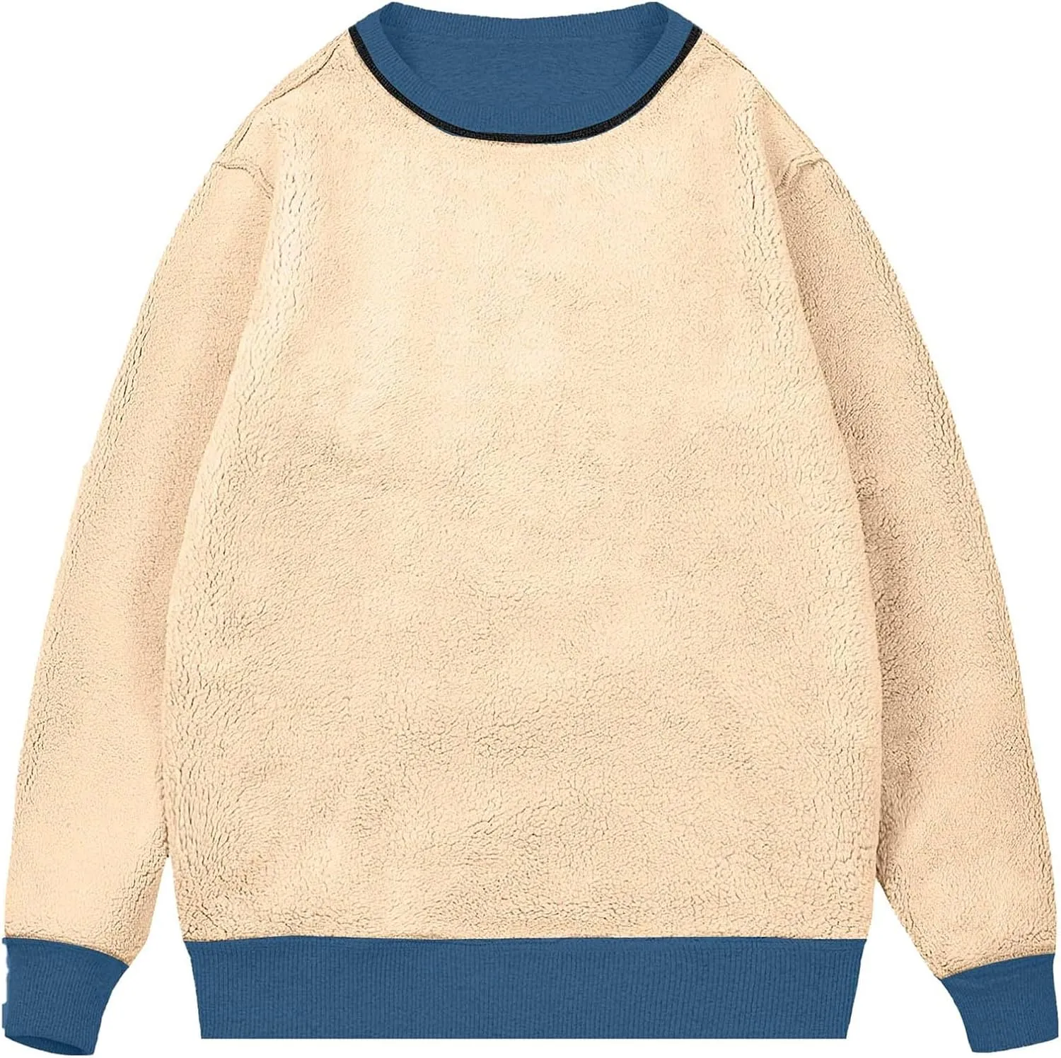 Men's Crewneck Sweatshirt Thick Warm Sherpa Lined Thermal Underwear Baselayer Long Sleeve Winter Fleece Pullover Tops