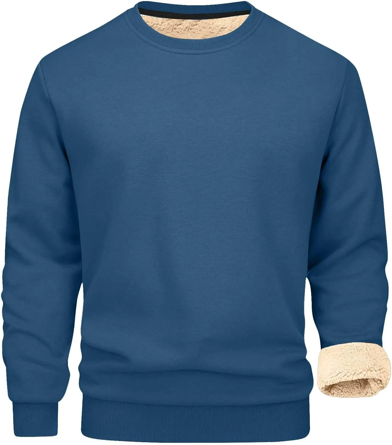 Men's Crewneck Sweatshirt Thick Warm Sherpa Lined Thermal Underwear Baselayer Long Sleeve Winter Fleece Pullover Tops