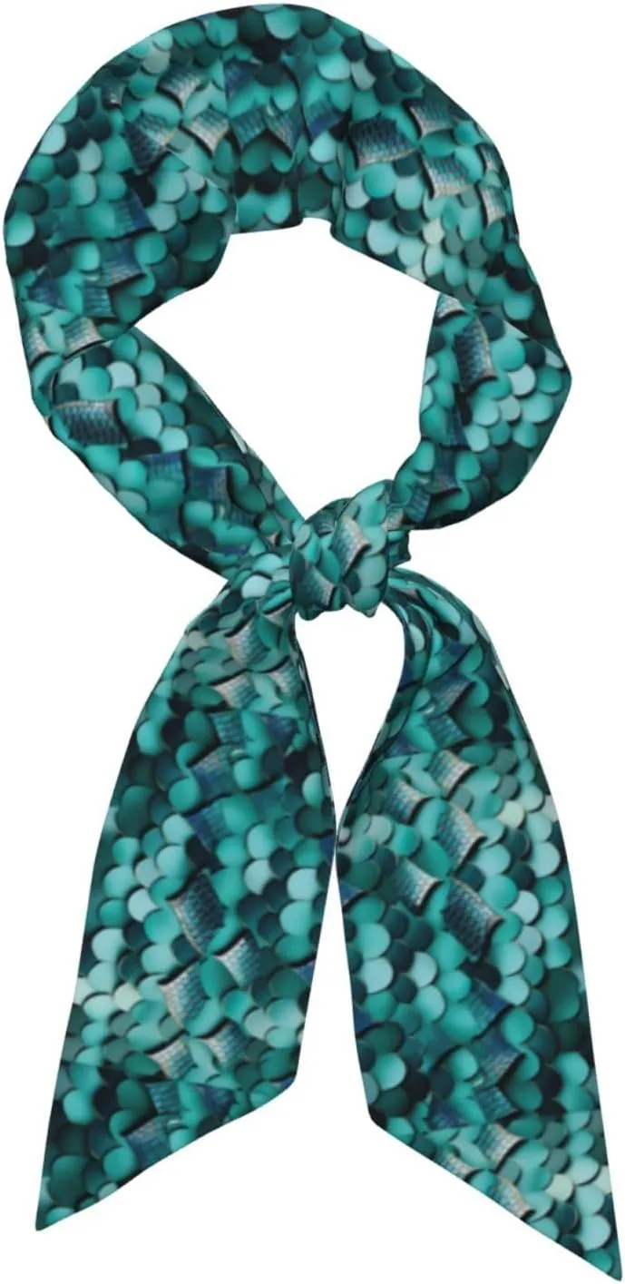 Mermaid fish scale print print Womens Fashion Scarf Unique Tie Headband Handbag Accessories Hat Decorations Wristbands ﻿, Black, One Size, Black, One Size
