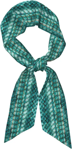 Mermaid Teal Fish Scale print Womens Fashion Scarf Unique Tie Headband Handbag Accessories Hat Decorations Wristbands ﻿, Black, One Size, Black, One Size