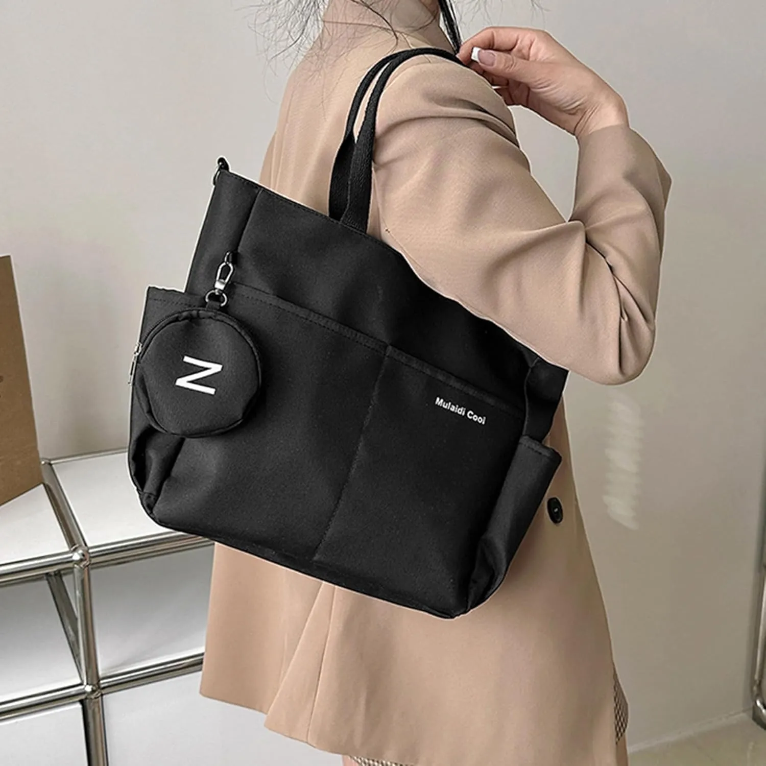 Messenger Bag Women Oxford Waterproof Shoulder Bag Preppy Style Large Capacity Tote Bags with Coin Purse