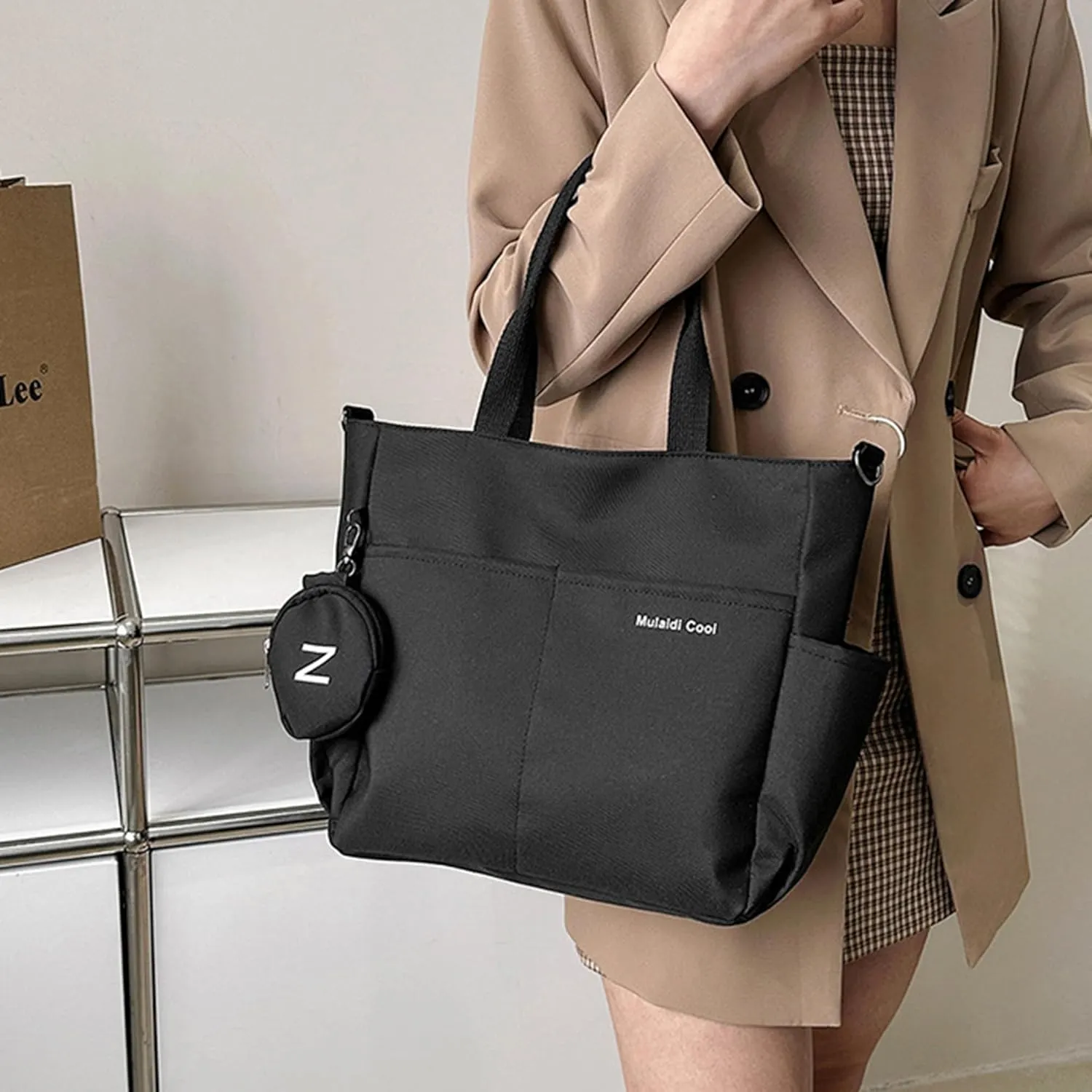 Messenger Bag Women Oxford Waterproof Shoulder Bag Preppy Style Large Capacity Tote Bags with Coin Purse