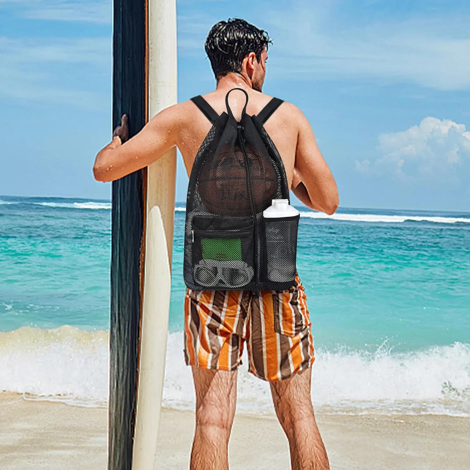 Mildbeer Large Drawstring Backpack for Men Women Athletic Gym Sports Workout Beach Swimming Commuting Travel
