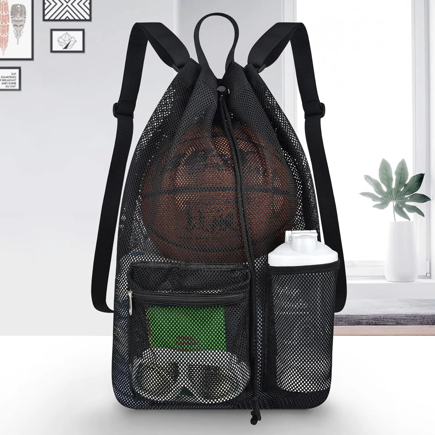 Mildbeer Large Drawstring Backpack for Men Women Athletic Gym Sports Workout Beach Swimming Commuting Travel