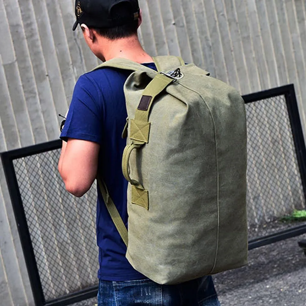 Military Duffel Bag Top Load Double Strap Canvas Backpack Army Travel Big Size