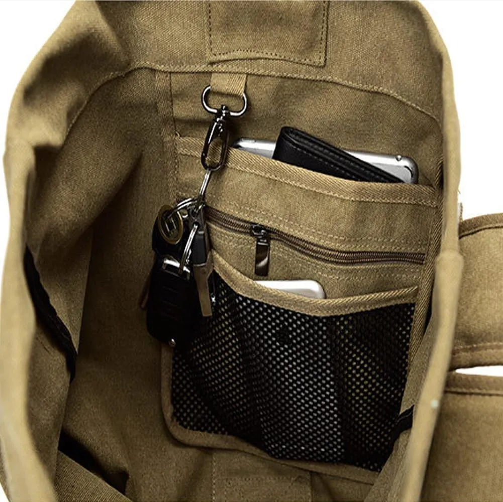 Military Duffel Bag Top Load Double Strap Canvas Backpack Army Travel Big Size