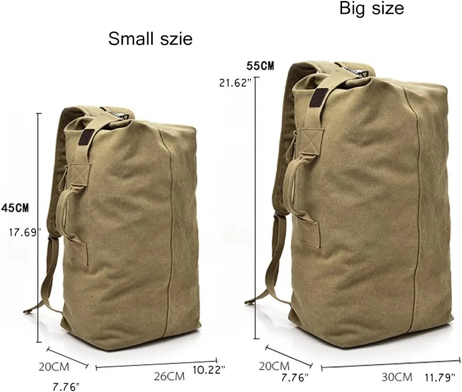 Military Duffel Bag Top Load Double Strap Canvas Backpack Army Travel Big Size