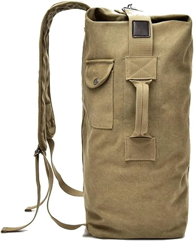Military Duffel Bag Top Load Double Strap Canvas Backpack Army Travel Big Size,Large Capacity Travel Climbing Bag