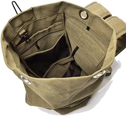 Military Duffel Bag Top Load Double Strap Canvas Backpack Army Travel Big Size,Large Capacity Travel Climbing Bag