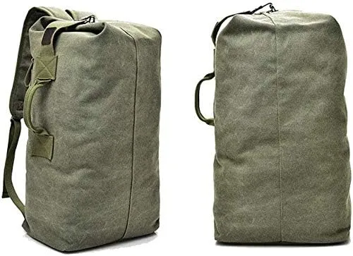 Military Duffel Bag Top Load Double Strap Canvas Backpack Army Travel Big Size,Large Capacity Travel Climbing Bag