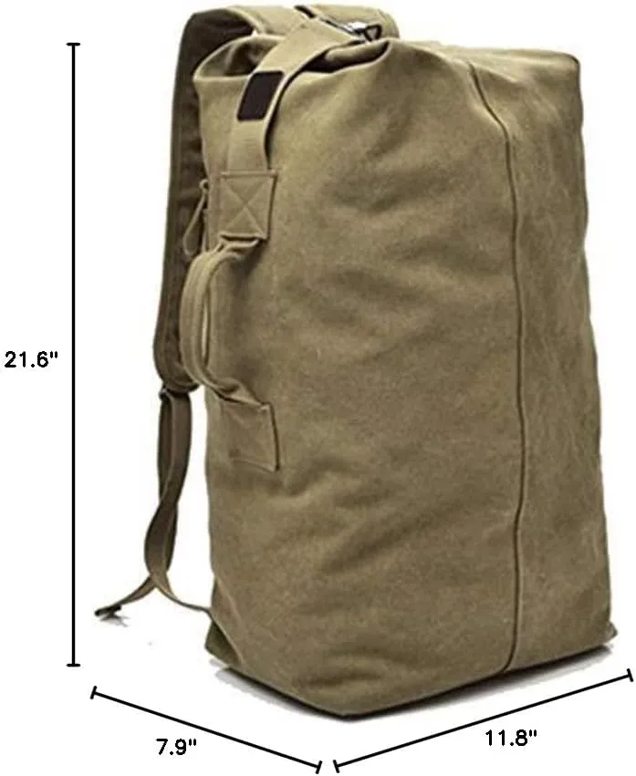 Military Duffel Bag Top Load Double Strap Canvas Backpack Army Travel Big Size,Large Capacity Travel Climbing Bag