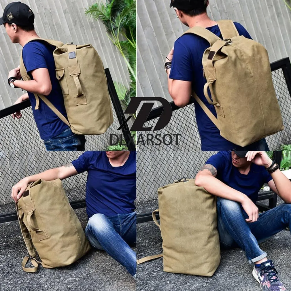 Military Tactical Backpack Large Capacity Travel Climbing Bag Duffel Bag Top Load Double Strap Canvas Backpack