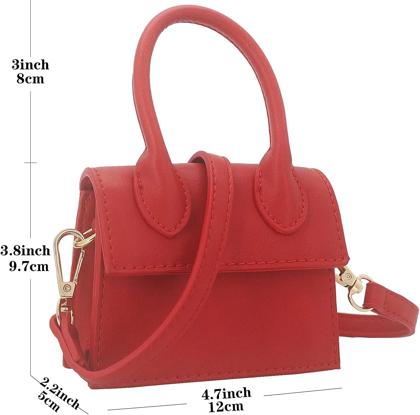 Mini Crossbody Bag for Women Girls Synthetic Leather Flap Purse Styling Top-Handle Clutch Handbag