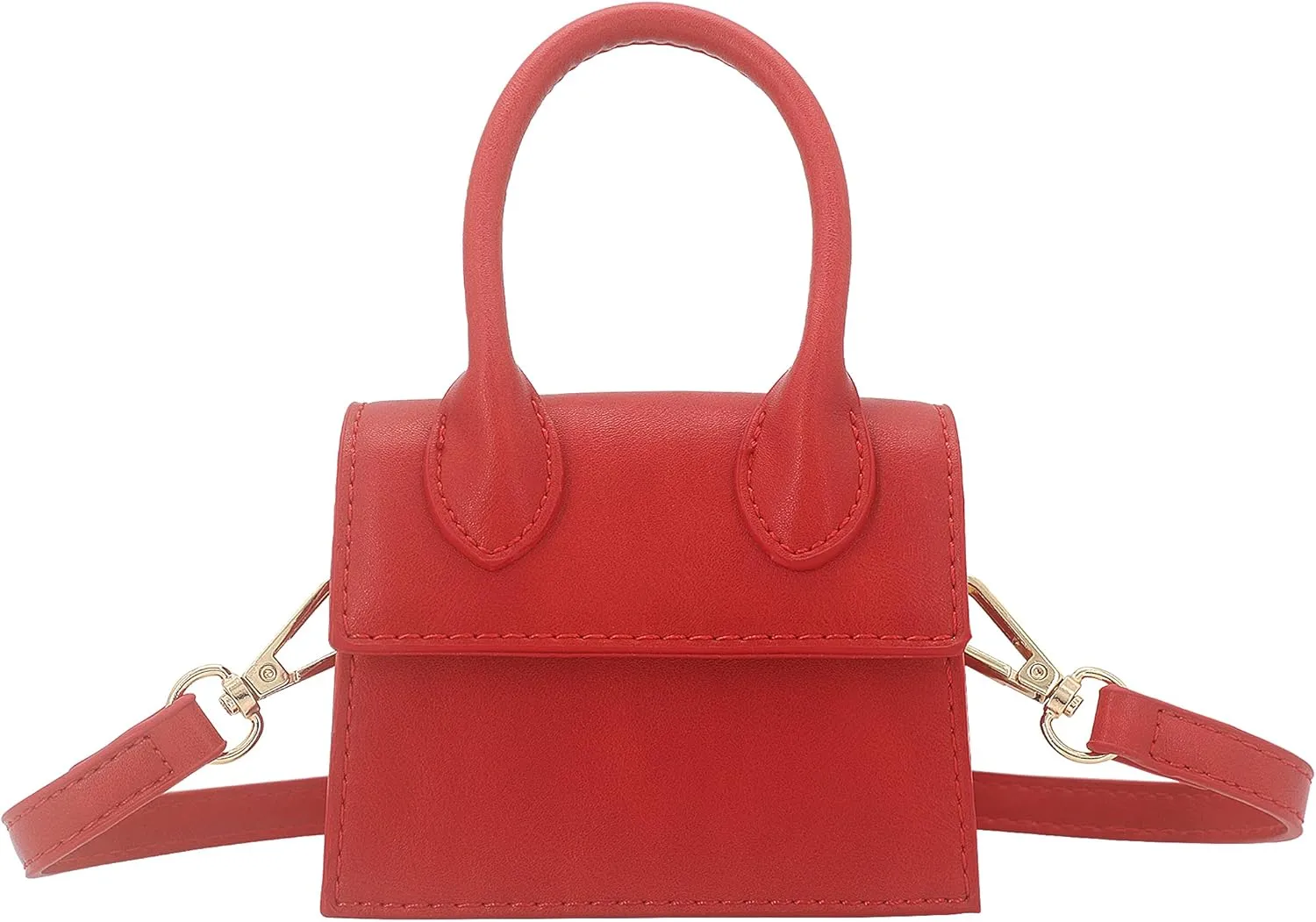 Mini Crossbody Bag for Women Girls Synthetic Leather Flap Purse Styling Top-Handle Clutch Handbag