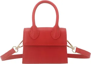 Mini Crossbody Bag for Women Girls Synthetic Leather Flap Purse Styling Top-Handle Clutch Handbag