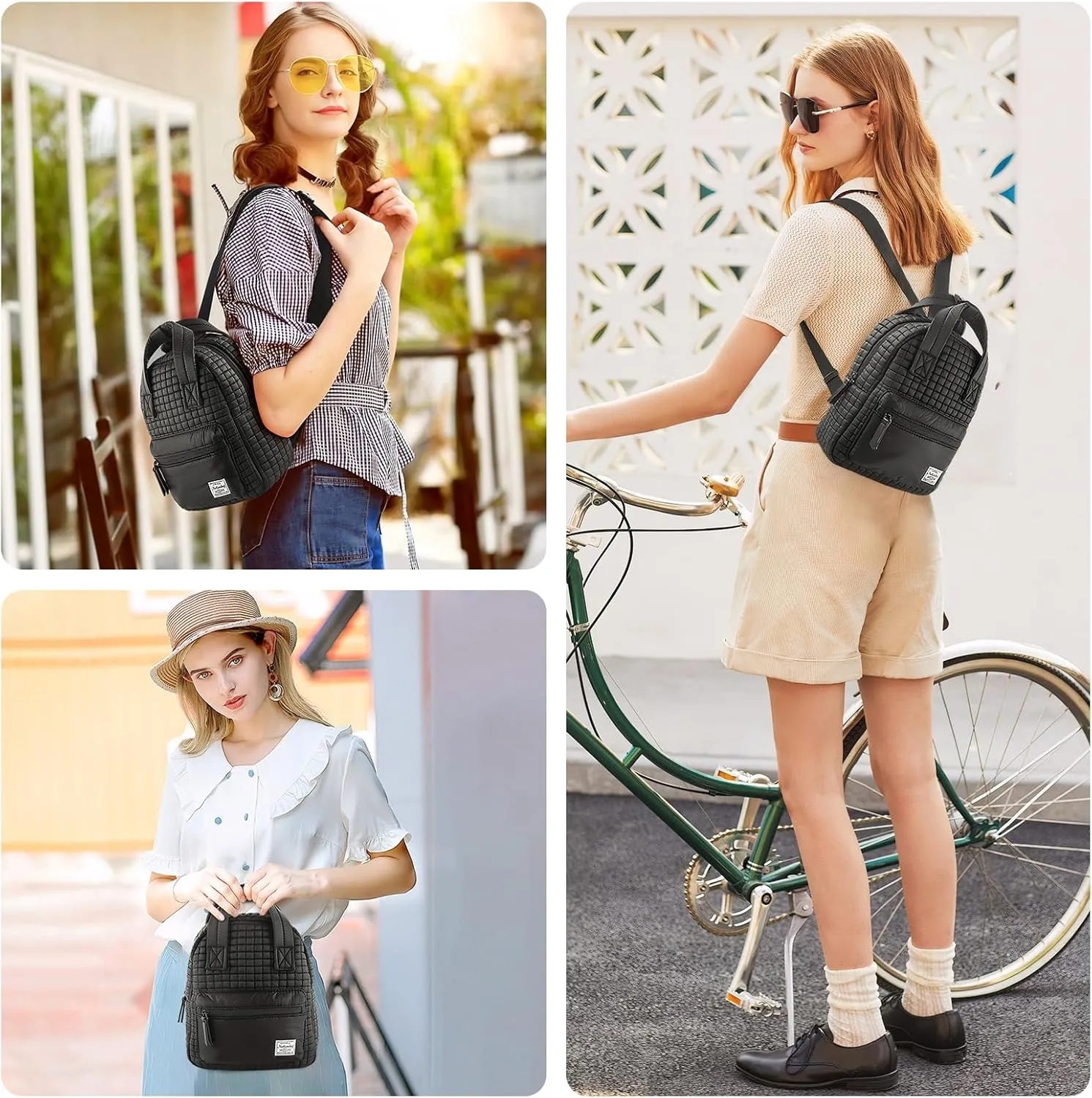 Mini Quilted Puffer Backpack for Women,Lightweight Puffy Bookbag,Small Casual Daypack for Ladies