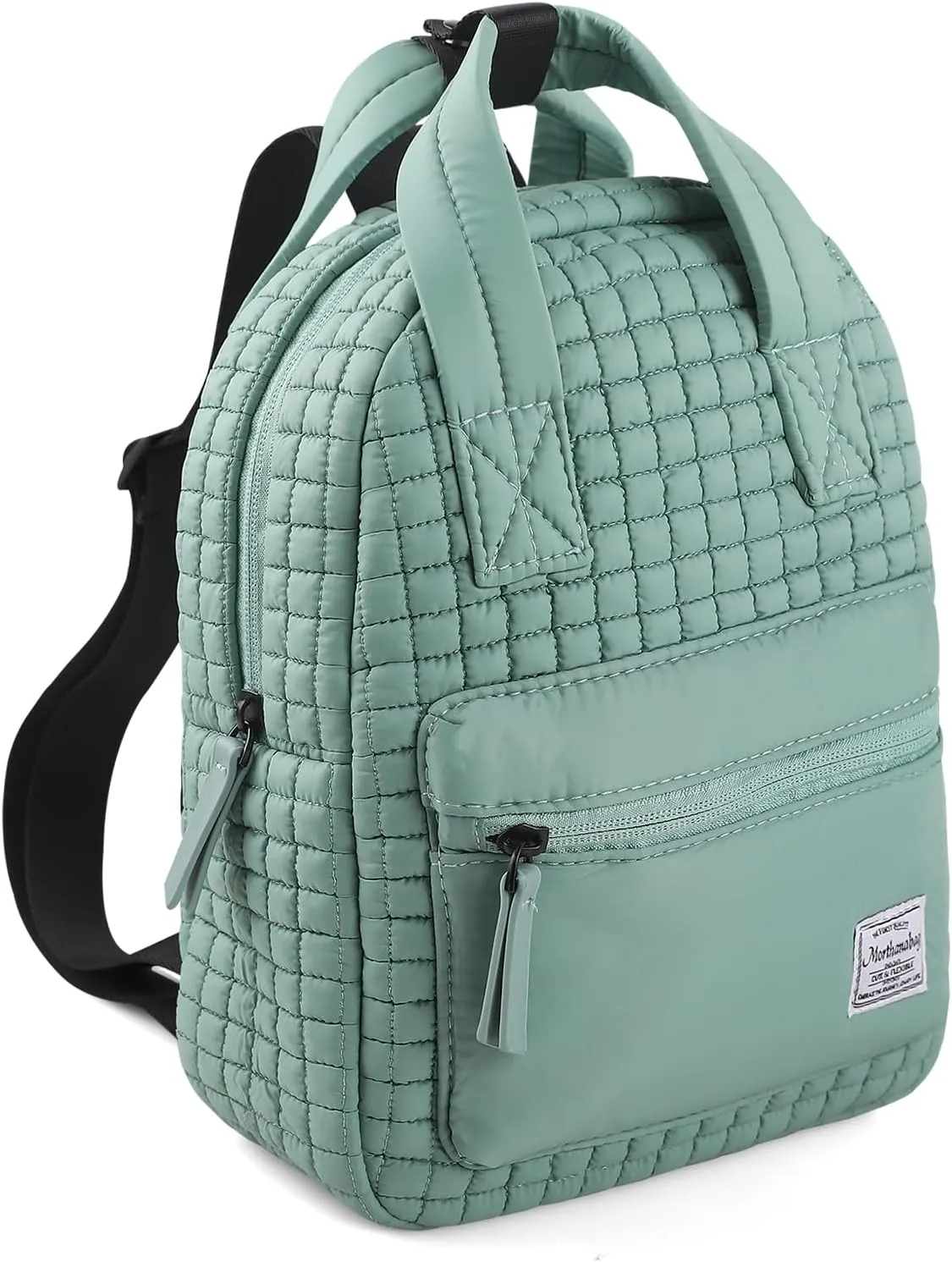 Mini Quilted Puffer Backpack for Women,Lightweight Puffy Bookbag,Small Casual Daypack for Ladies,Green