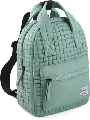 Mini Quilted Puffer Backpack for Women,Lightweight Puffy Bookbag,Small Casual Daypack for Ladies,Green